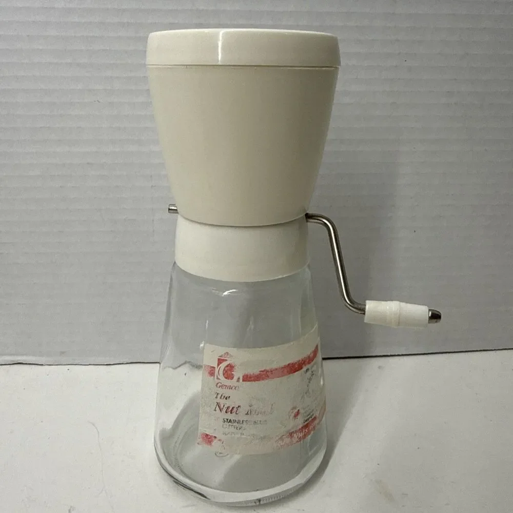 Gemco Nut Grinder With Lid Kitchen Gadget Glass Complete Unit Works Vintage